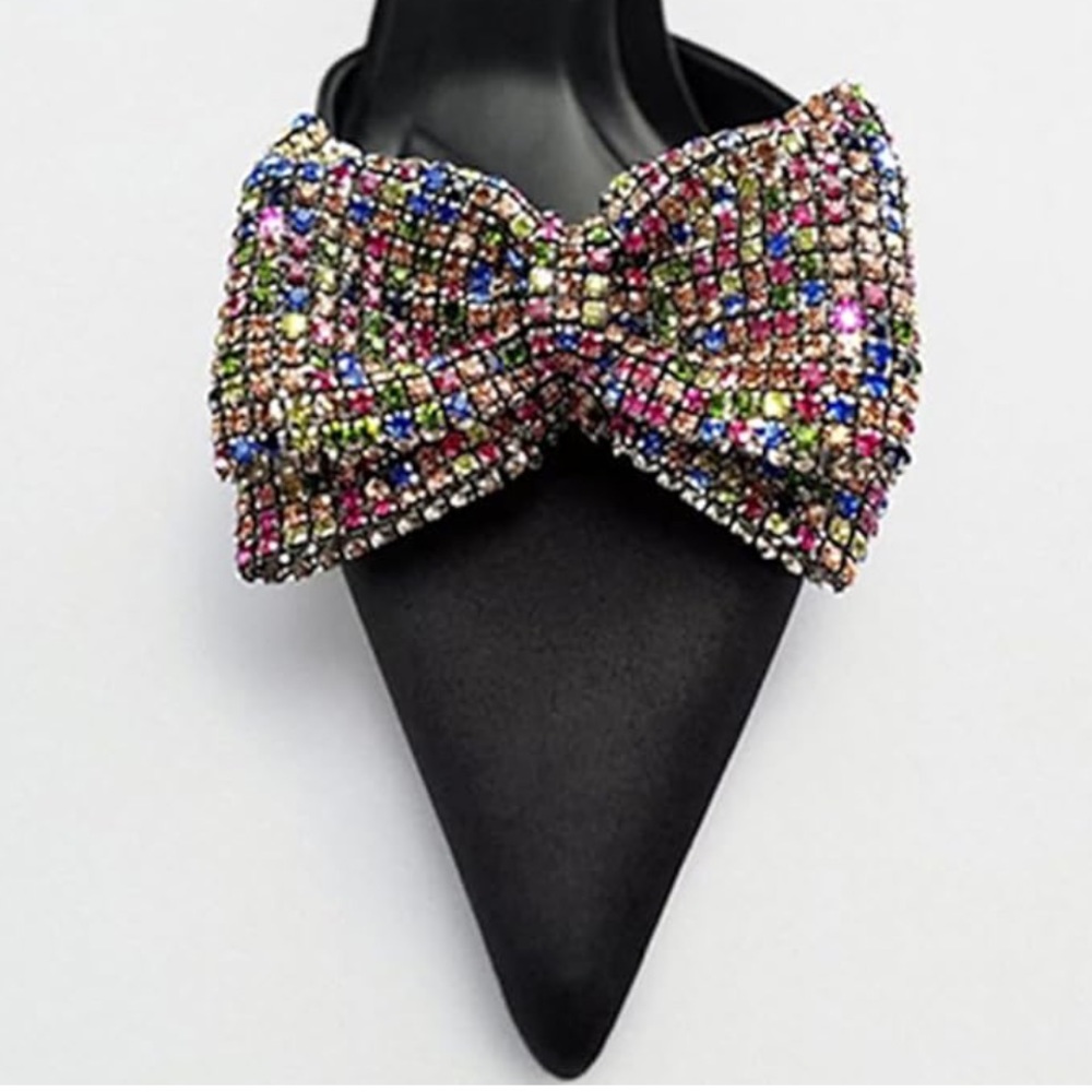 Zara sling backs with rhinestone bow